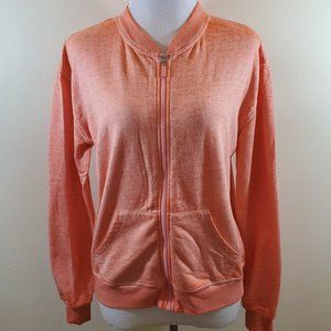 Derek Heart Peach Sweatshirt Bomber Jacket